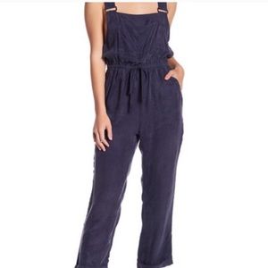 Honey Punch Navy Suede Overalls
